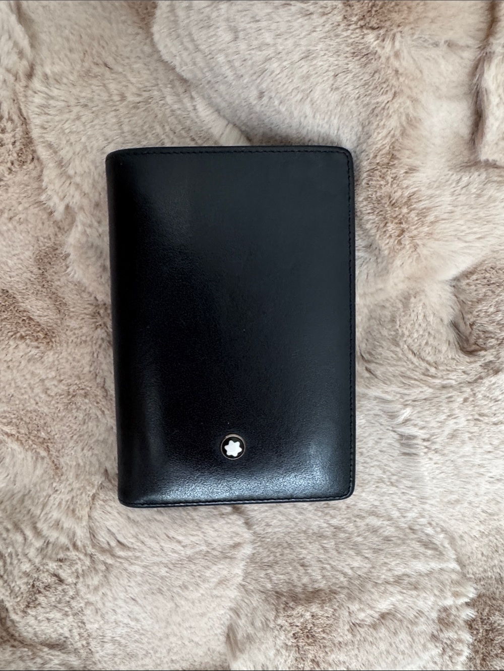 Mont Blanc Black Leather Card Wallet with Signature Emblem